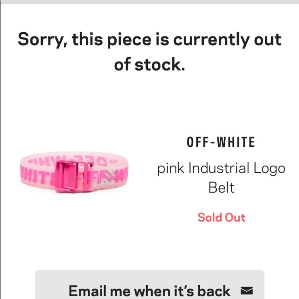 Off White Industrial Belt Pink